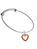 Open Rose Gold Tone Heart Charm Bangle Bracelet