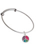 Multicolored Peace Sign Charm Bangle Bracelet