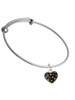 Black Resin Heart with Fall Crystals Charm Bangle Bracelet