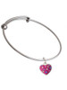 Hot Pink Resin Heart in Frame Charm Bangle Bracelet