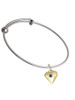 Large September - Blue Crystal Gold Tone Heart Charm Bangle Bracelet