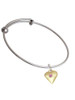 Large October - Hot Pink Crystal Gold Tone Heart Charm Bangle Bracelet