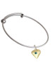 Large December - Teal Crystal Gold Tone Heart Charm Bangle Bracelet