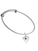 Large January - Maroon Crystal Heart Charm Bangle Bracelet