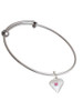 Large October - Hot Pink Crystal Heart Charm Bangle Bracelet