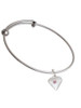 Large Light Pink Crystal Heart Charm Bangle Bracelet