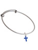 Small Blue Crystal Cross Charm Bangle Bracelet