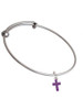 Small Purple Crystal Cross Charm Bangle Bracelet