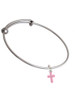Small Pink Crystal Cross Charm Bangle Bracelet