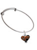 Two Tone Enamel Cheetah Print Heart Charm Bangle Bracelet