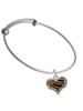 Two Tone Enamel Tiger Print Heart Charm Bangle Bracelet