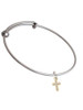 Gold Tone Small Crystal Cross Charm Bangle Bracelet