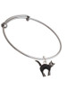 Black Standing Cat Charm Bangle Bracelet