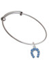 Blue Crystal Horseshoe Charm Bangle Bracelet