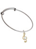 Medium Gold Tone Clef with Crystal Charm Bangle Bracelet