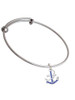 Blue Crystal Anchor Charm Bangle Bracelet