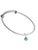 Crystal Teal Channel Drop Charm Bangle Bracelet