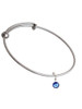 Crystal Blue Channel Drop Charm Bangle Bracelet