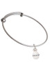 White Easter Egg with Clear Crystal Band Charm Bangle Bracelet