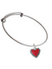 Red Heart with Beaded Border Charm Bangle Bracelet