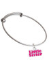 Hot Pink ''Little Sister'' with Heart Charm Bangle Bracelet
