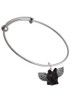 Black Flying Pig with Wings Charm Bangle Bracelet