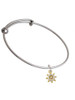Gold Tone Mini Crystal Ship Wheel Charm Bangle Bracelet