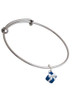 Small 3-D Blue Present Box with Bow Charm Bangle Bracelet
