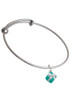 Small 3-D Teal Present with Bow Charm Bangle Bracelet