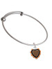 Brown & Black Heart with Orange Ruffles Charm Bangle Bracelet