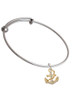 Gold Tone Clear Crystal Anchor Charm Bangle Bracelet