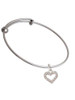 AB Crystal Open Heart Charm Bangle Bracelet