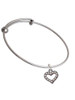 Black Nickel Plated AB Crystal Open Heart Charm Bangle Bracelet