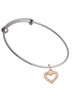 Rose Gold Tone Crystal Open Heart Charm Bangle Bracelet