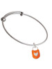 Hot Orange Enamel Lock with Clear Crystals Charm Bangle Bracelet