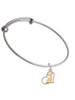 Two Tone Chihuahua Silhouette Heart Charm Bangle Bracelet
