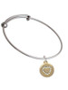 Gold Tone Disc with Crystal Heart Charm Bangle Bracelet