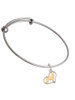 Two Tone German Shepard Silhouette Heart Charm Bangle Bracelet