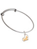 Two Tone Scottie Dog Silhouette Heart Charm Bangle Bracelet