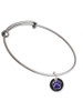 Purple Paw on Black Disc Charm Bangle Bracelet