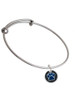 Royal Blue Paw on Black Disc Charm Bangle Bracelet