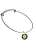 Yellow Paw on Black Disc Charm Bangle Bracelet