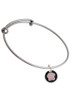 Pink Paw on Black Disc Charm Bangle Bracelet