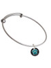 Teal Paw on Black Disc Charm Bangle Bracelet