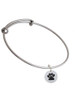 Black Paw on White Disc Charm Bangle Bracelet