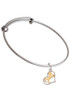 Two Tone Stallion Silhouette Heart Charm Bangle Bracelet