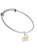 Two Tone Westie Silhouette Heart Charm Bangle Bracelet