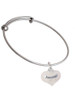 Precious White Heart with Baby Feet Charm Bangle Bracelet