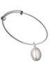 Small Grey Imitation Pearl Charm Bangle Bracelet