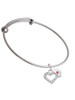 Small Crystal Heart with Nurse Hat Charm Bangle Bracelet